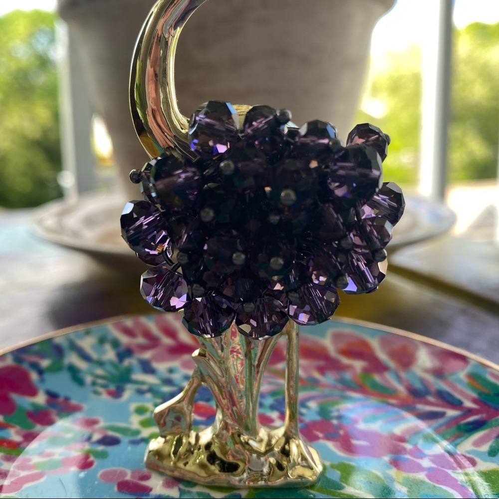 Purple Beaded Stretch Ring